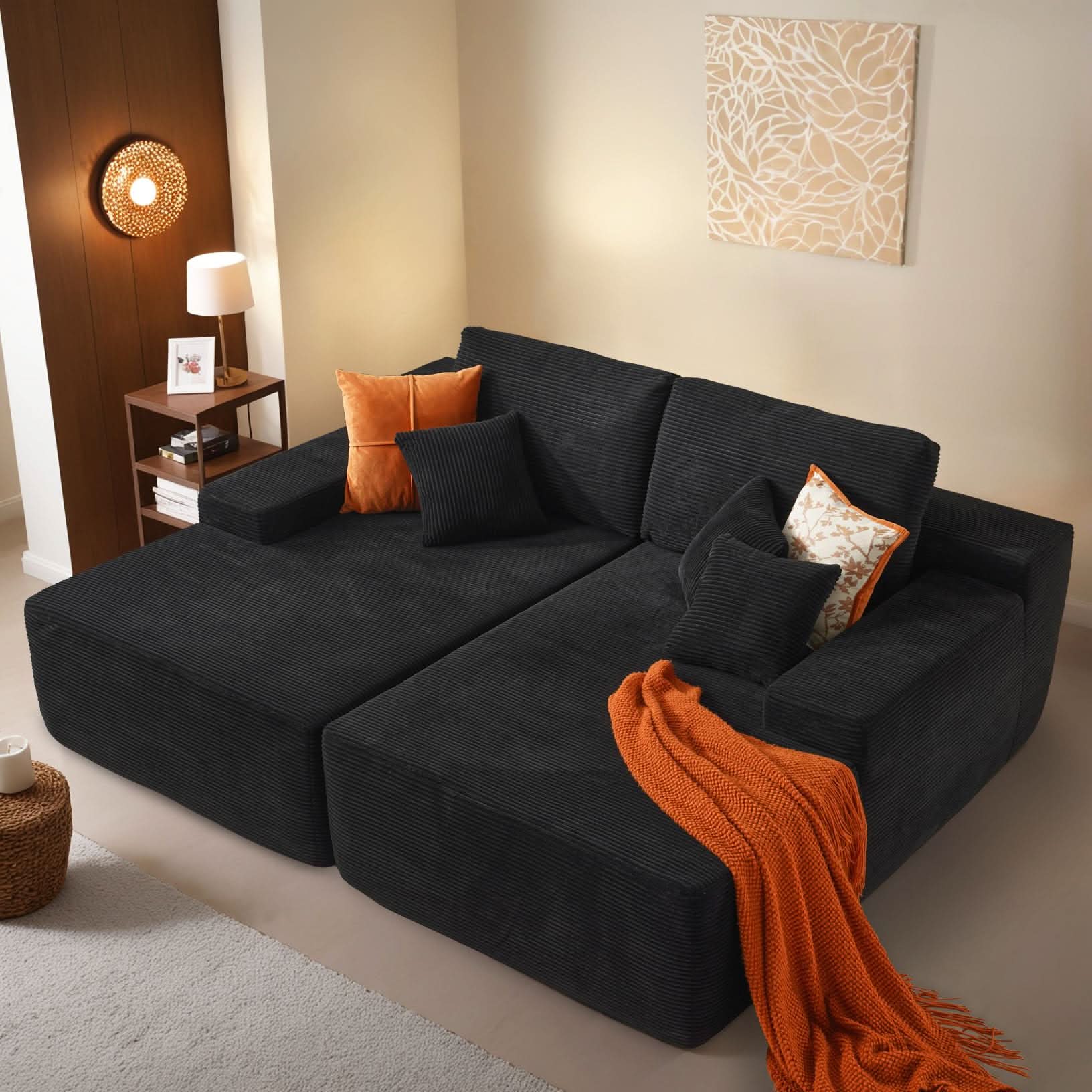 OVIOS 81.2" Cloud Plush Oversized Sectional with Double Chaise – Sofa Bed Comfort, No Assembly Required