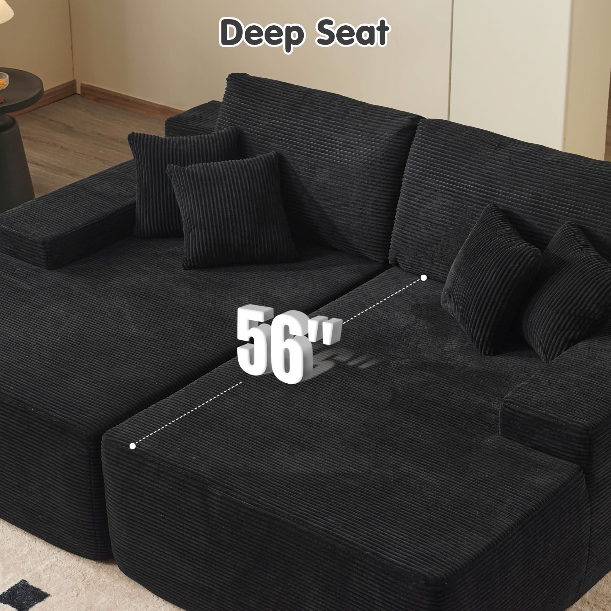 OVIOS 81.2" Cloud Plush Oversized Sectional with Double Chaise – Sofa Bed Comfort, No Assembly Required
