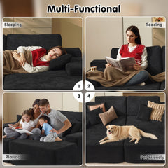 OVIOS 81.2" Cloud Plush Oversized Sectional with Double Chaise – Sofa Bed Comfort, No Assembly Required