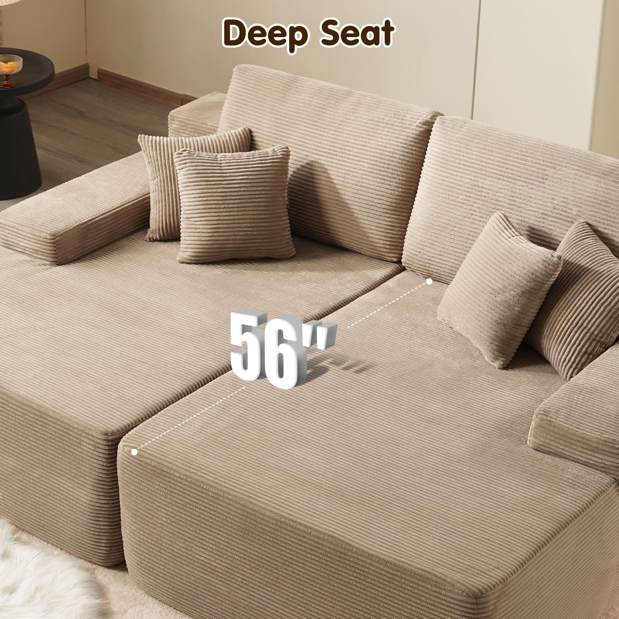 OVIOS 81.2" Cloud Plush Oversized Sectional with Double Chaise – Sofa Bed Comfort, No Assembly Required