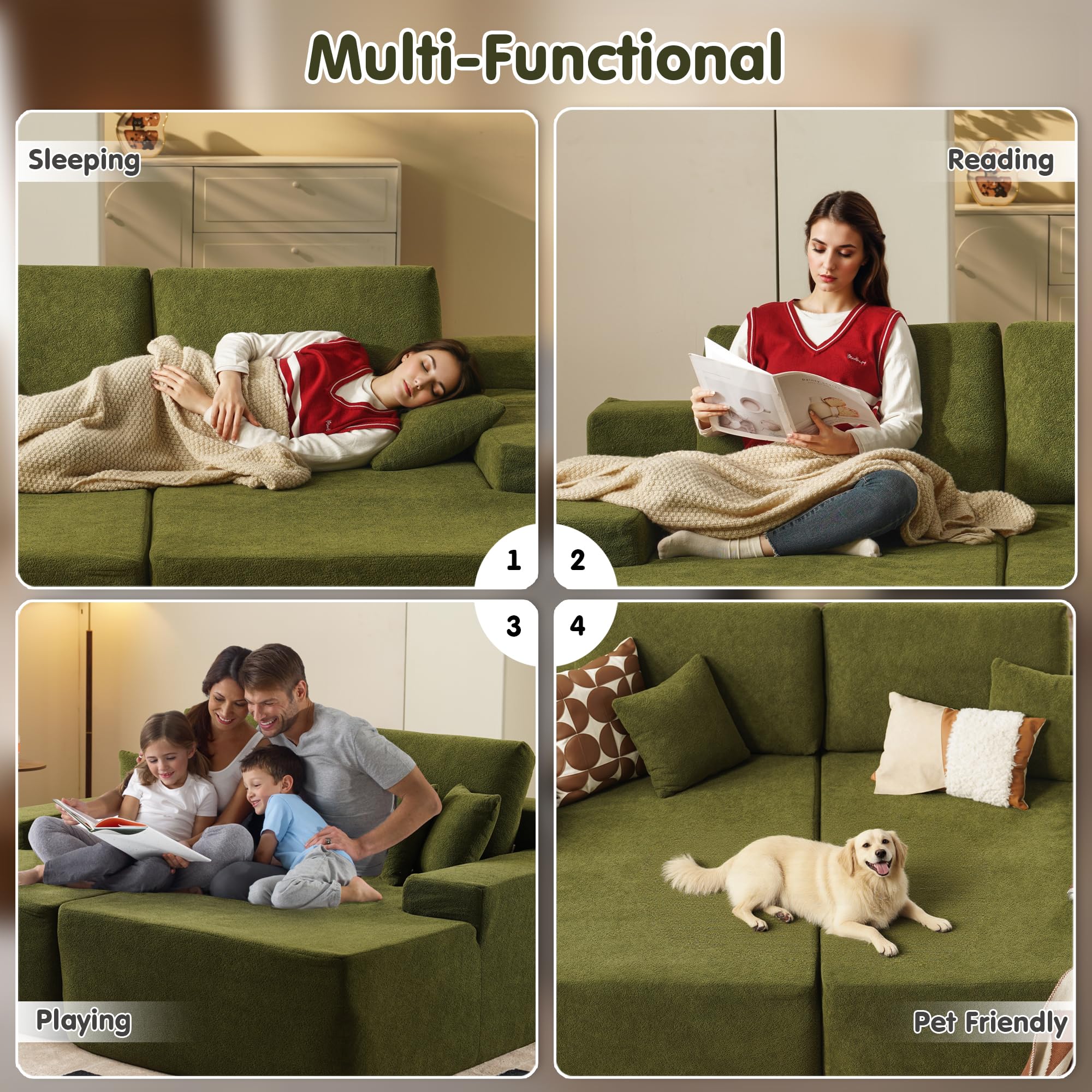 OVIOS 81.2" Upholstered Sleeper Sofa with Pillow, No Assembly Required