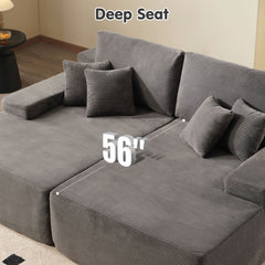 OVIOS 81.2" Cloud Plush Oversized Sectional with Double Chaise – Sofa Bed Comfort, No Assembly Required