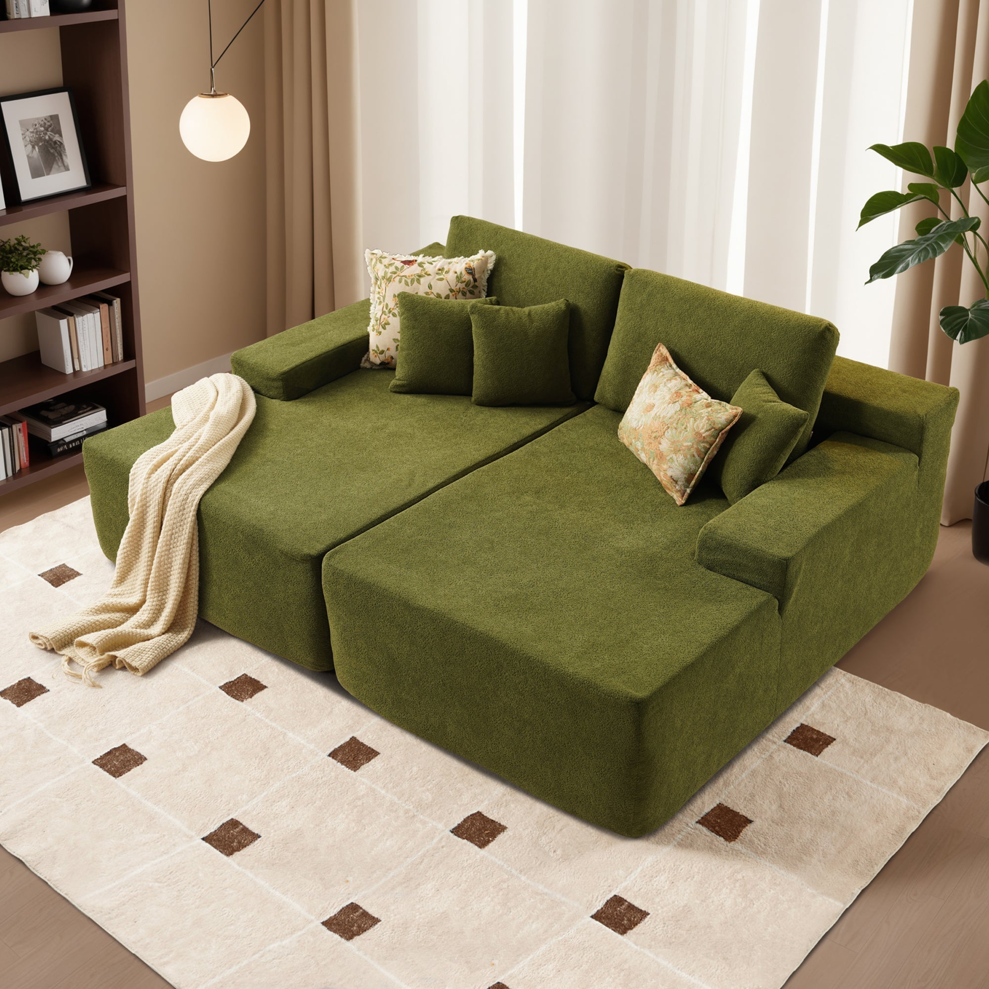 OVIOS 81.2" Cloud Plush Oversized Sectional with Double Chaise – Sofa Bed Comfort, No Assembly Required