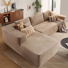 OVIOS 104" L-Shape Modular Couch with Chaise,Corduroy Fabric,No Assembly Required