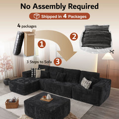 OVIOS Sectional Cloud Couch for Living Room, Modular Floor Sofa with Plush Corduroy, No Assembly Required